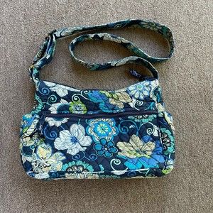 vera bradley purse Navy Turquoise Blue Floral Adjustable Strap